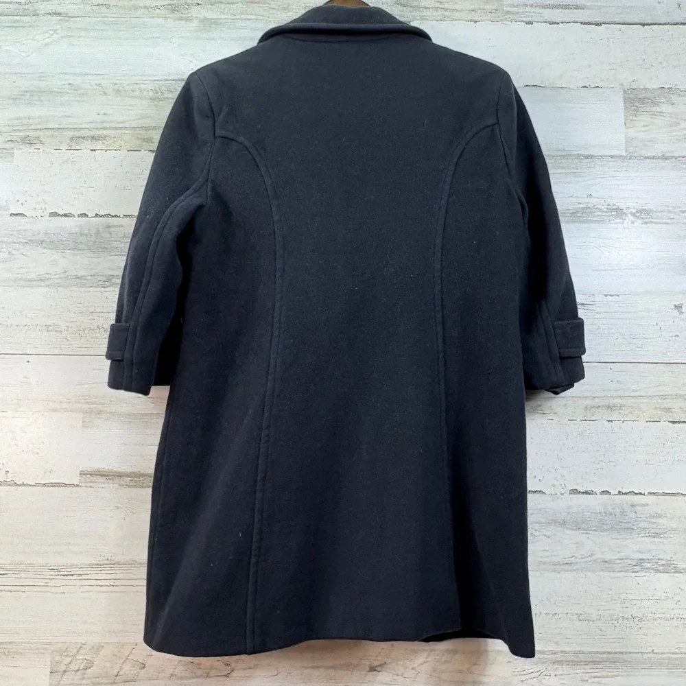 Burberrys Vintage Girls Wool Coat Navy Blue Made in England Age 14-15 Womens XS